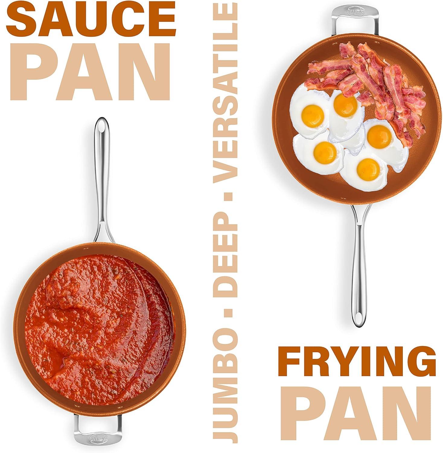 image:imageGotham Steel Nonstick Deep Saute Pan with Lid 55 Quart Large Ceramic Jumbo Cooker 12 Inch Frying Pan with Lid Stay Cool Handle Helper Handle Oven amp Dishwasher Safe 100 PFOA Free
