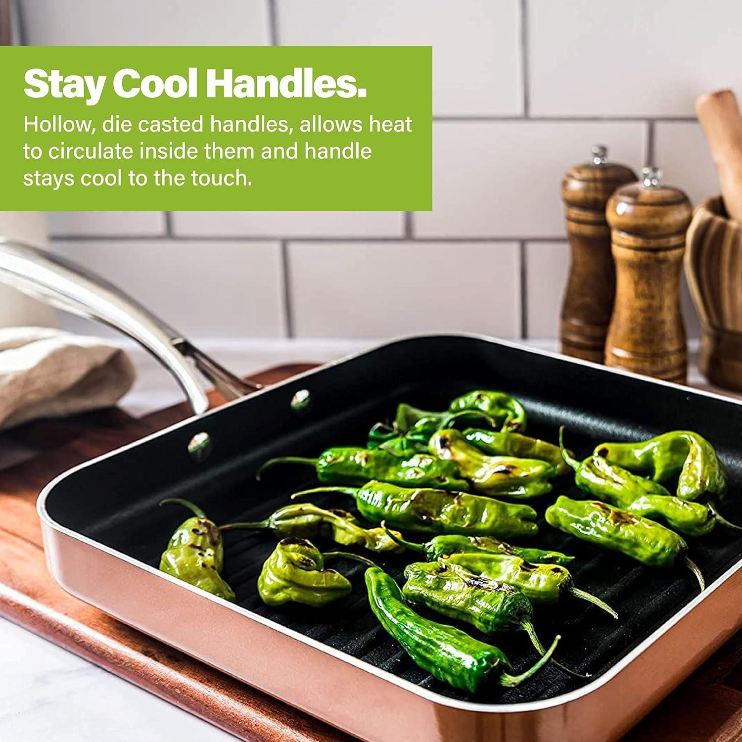 image:imageGotham Steel Nonstick Grill Pan for Stovetops with Grill Sear Ridges Drains Grease Ultra Durable Coating Metal Utensil Safe Stay Cool StainlessSteel Handle Oven amp Dishwasher Safe 100 PFOA Free