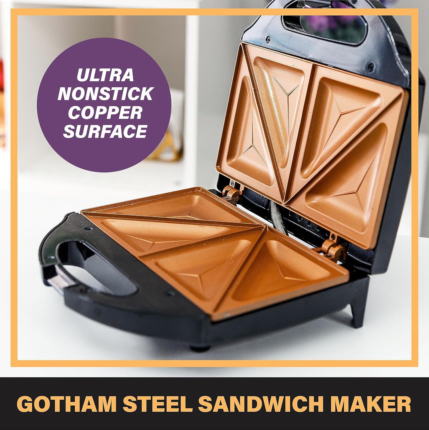 image:imageGotham Steel Nonstick Panini Press Sandwich Maker 2in1 Breakfast Sandwich Maker Grill Sandwich Press Grill with Indicator Light Grilled Cheese Maker Makes 2 Sandwiches with Easy Cut Edgesdouble sandwich