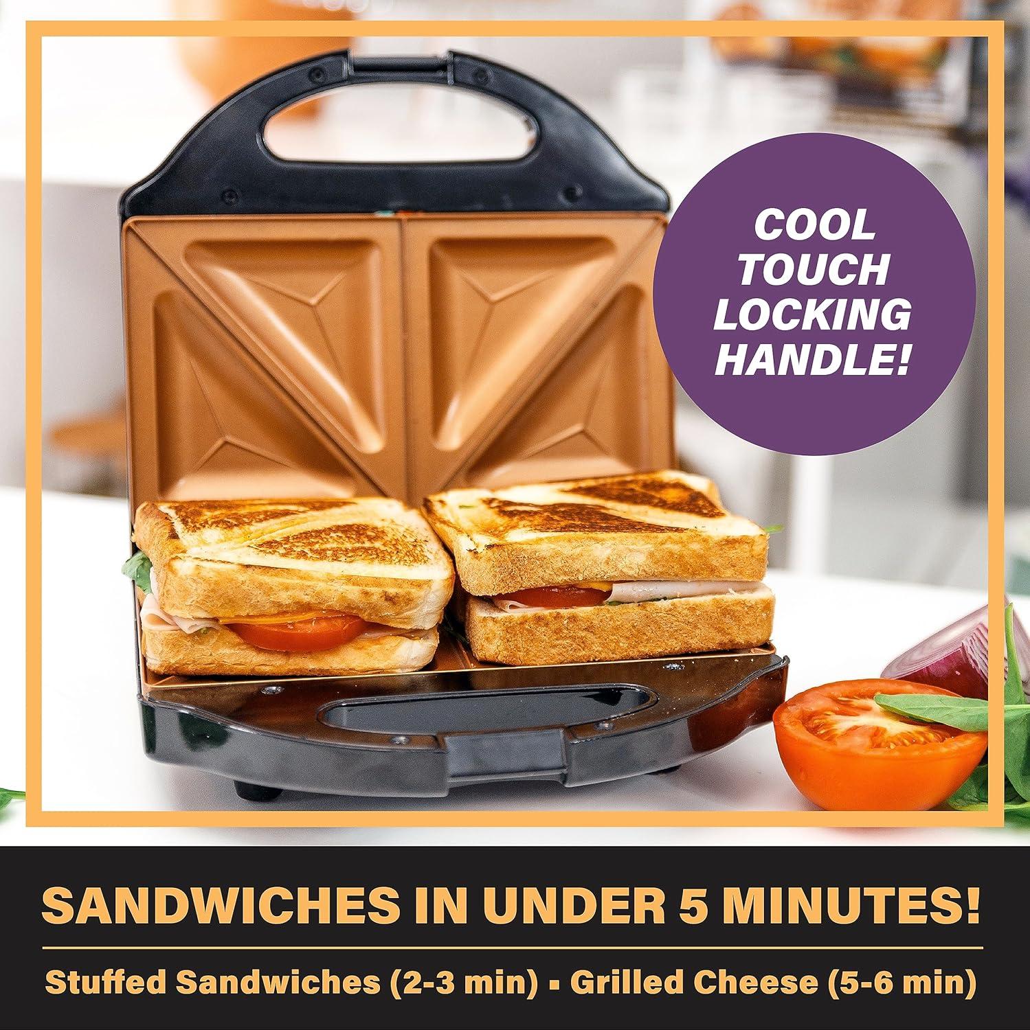 image:imageGotham Steel Nonstick Panini Press Sandwich Maker 2in1 Breakfast Sandwich Maker Grill Sandwich Press Grill with Indicator Light Grilled Cheese Maker Makes 2 Sandwiches with Easy Cut Edgesdouble sandwich