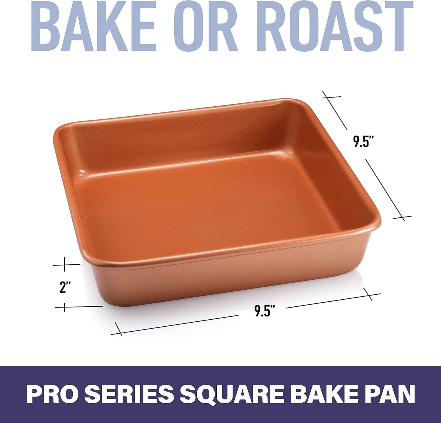 image:imageGotham Steel Ultra Nonstick Square Baking Pan Dishwasher Safe Square Cake Pan with No Warp amp Even Heating Technology Oven amp Metal Utensil Safe Brownie Pan amp Cake Baking Pan XL 95 x 95 x 2