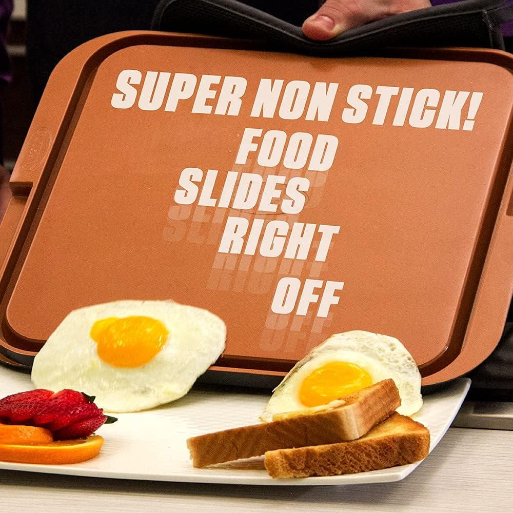 image:imageGotham Steel XL Nonstick 2 in 1 Griddle Pan amp Grill Pan for Stovetop amp Outdoor Use Reversible Copper Griddle for Gas Grill Stove Top Grill Pan with Ultra Nonstick NonToxic Oven Safe