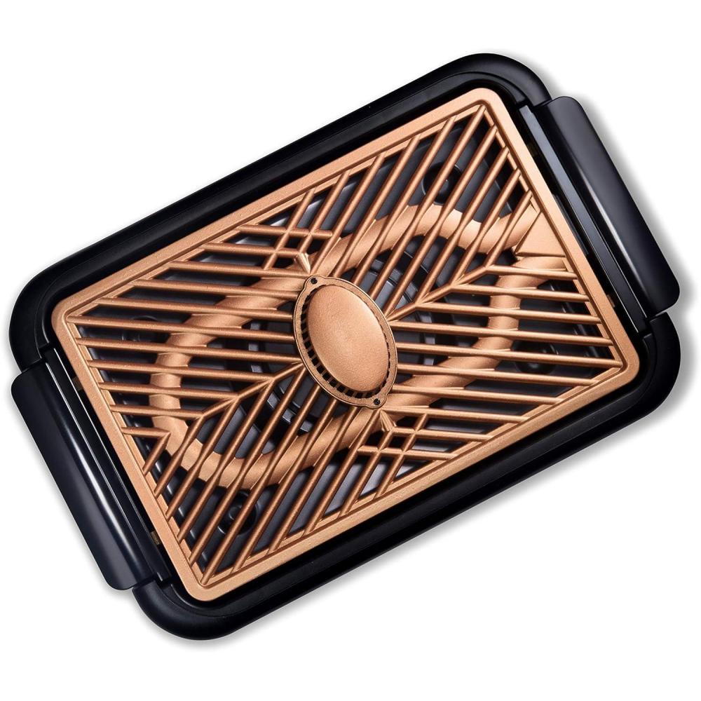 image:imageGOTHAM STEEL Smokeless Grill Indoor Grill Ultra Nonstick Electric Grill Dishwasher Safe Surface Temp Control Metal Utensil Safe Barbeque Indoor GrillWith Fan
