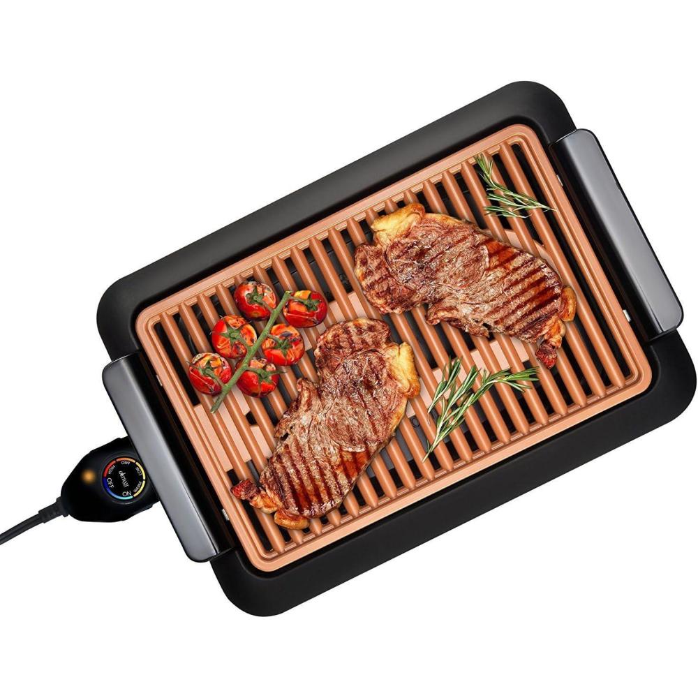 image:imageGotham Steel Indoor Smokeless Grill Electric Grill Ultra Nonstick Electric Grill Dishwasher Safe Surface Temp Control Metal Utensil Safe Barbeque Indoors with No SmokeIndoor Grill