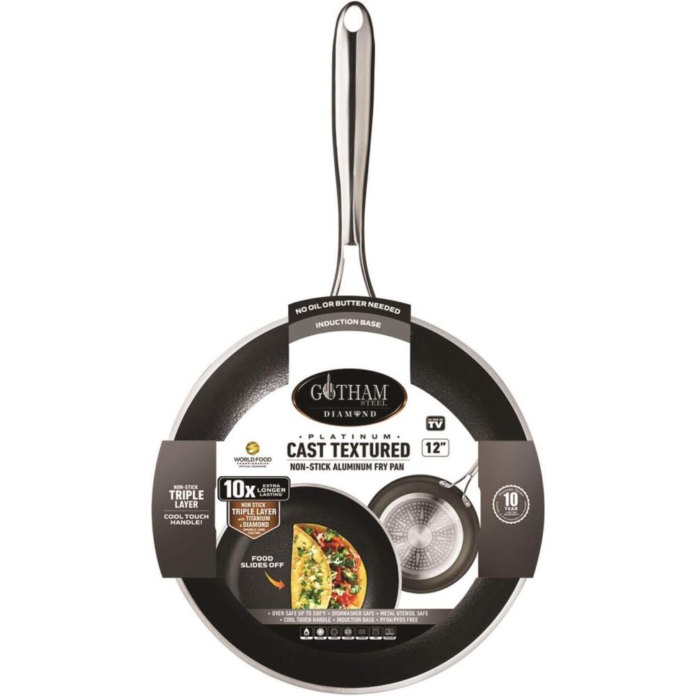 image:imageGotham Steel Platinum Cast Nonstick 10 Fry Pan Skillet with Ultra Durable Mineral and Diamond Triple Coated Oven amp Dishwasher Safe 100 PFOA Free12 Fry Pan