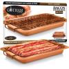 image:imageGOTHAM STEEL 2 Pc Baking Pan with Rack for Crispy Bacon  Air Fryer Basket for Bacon with Grease Catcher Nonstick Bacon Cooker for OvenCopper Bacon Pan Air Fryer Pan OvenDishwasher SafeLarge