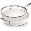 image:imageGOTHAM STEEL 55 Qt Saute Pan with Lid  Nonstick Deep Frying Pan 100 PFOA Free Ceramic Dishwasher Safe Cream White