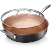 image:imageGotham Steel Nonstick Deep Saute Pan with Lid  55 Quart Large Ceramic Jumbo Cooker 12 Inch Frying Pan with Lid Stay Cool Handle  Helper Handle Oven amp Dishwasher Safe 100 PFOA Free