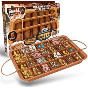 Gotham Steel Brownie Pan with Dividers Nonstick Baking Pan for All Edge Brownies with Removable Divider, 2 in 1 Cake Pan + Brownie Baking Tray with 18 Pre-Cut Molds, Non-Toxic Oven/Dishwasher Safe(XL)
