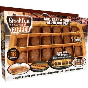 Gotham Steel Brownie Pan with Dividers Nonstick Baking Pan for All Edge Brownies with Removable Divider, 2 in 1 Cake Pan + Brownie Baking Tray with 18 Pre-Cut Molds, Non-Toxic Oven/Dishwasher Safe(Large)