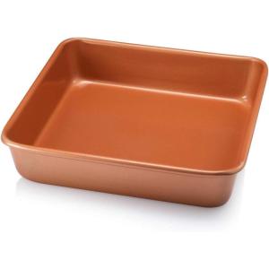 Gotham Steel Ultra Nonstick Square Baking Pan, Dishwasher Safe Square Cake Pan with No Warp & Even Heating Technology, Oven & Metal Utensil Safe, Brownie Pan & Cake Baking Pan – XL 9.5” x 9.5” x 2”