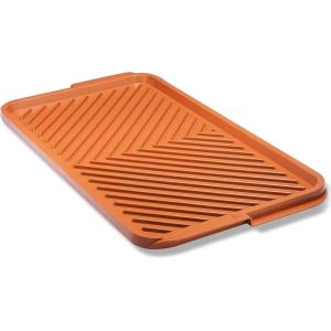 Gotham Steel XL Nonstick 2 in 1 Griddle Pan & Grill Pan for Stovetop & Outdoor Use, Reversible Copper Griddle for Gas Grill + Stove Top Grill Pan with Ultra Nonstick Non-Toxic Oven Safe