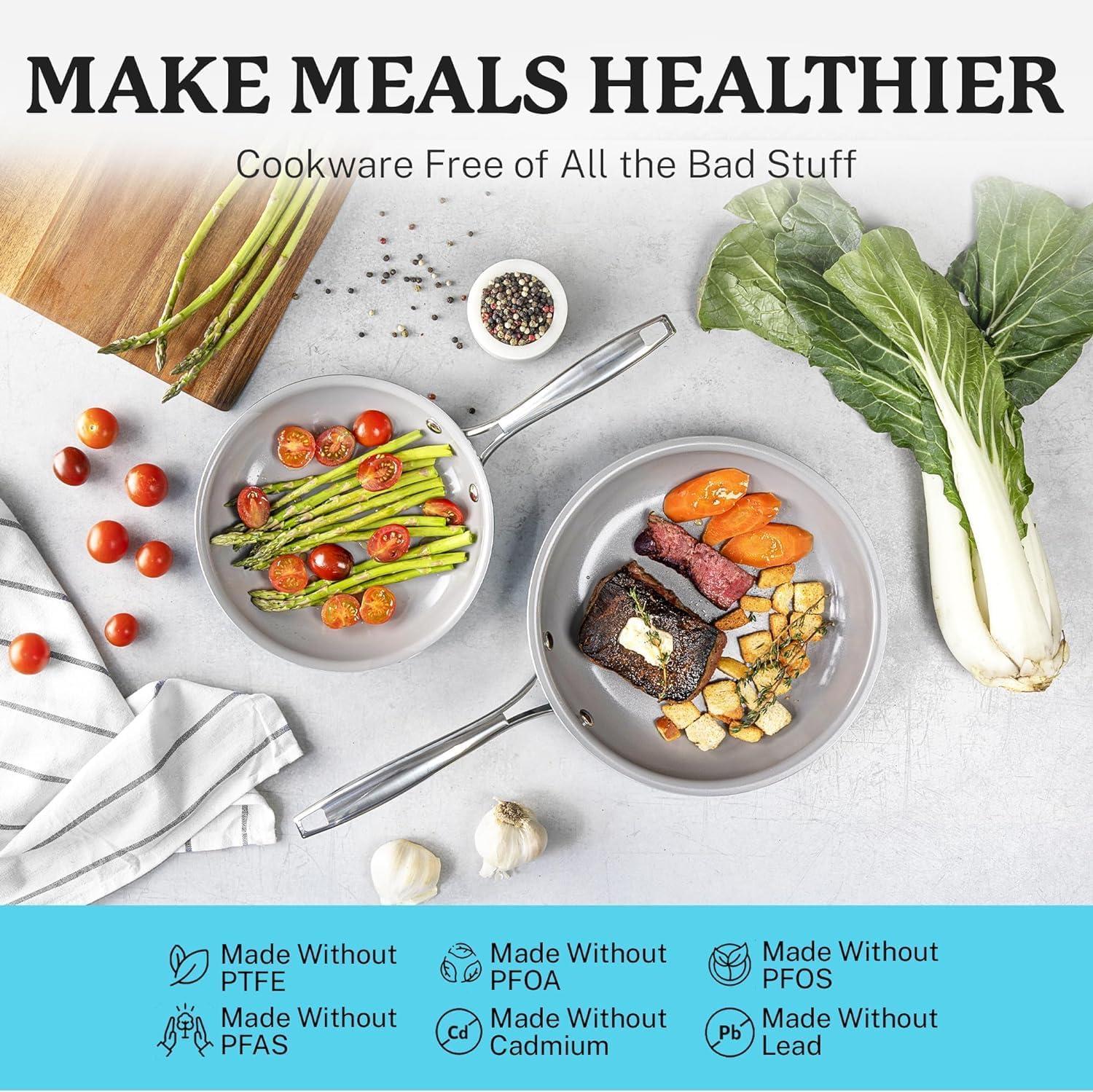 image:imageGotham Steel 10 Piece Pots and Pans Set with Ultra Nonstick Diamond Surface Includes Frying Pans Stock Pots Saucepans amp More Stay Cool Handles Oven Metal Utensil amp Dishwasher Safe 100 PFOA FreeAqua Blue