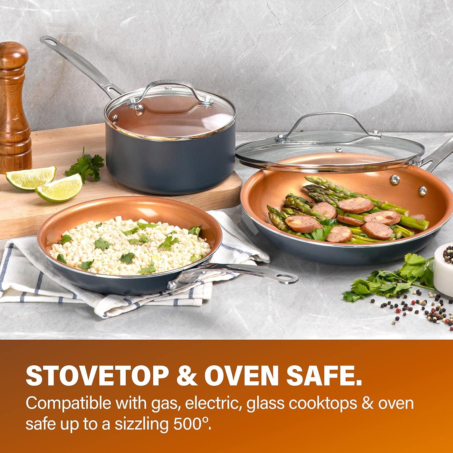 image:imageGotham Steel 10 Piece Pots and Pans Set with Ultra Nonstick Diamond Surface Includes Frying Pans Stock Pots Saucepans amp More Stay Cool Handles Oven Metal Utensil amp Dishwasher Safe 100 PFOA FreeGraphite