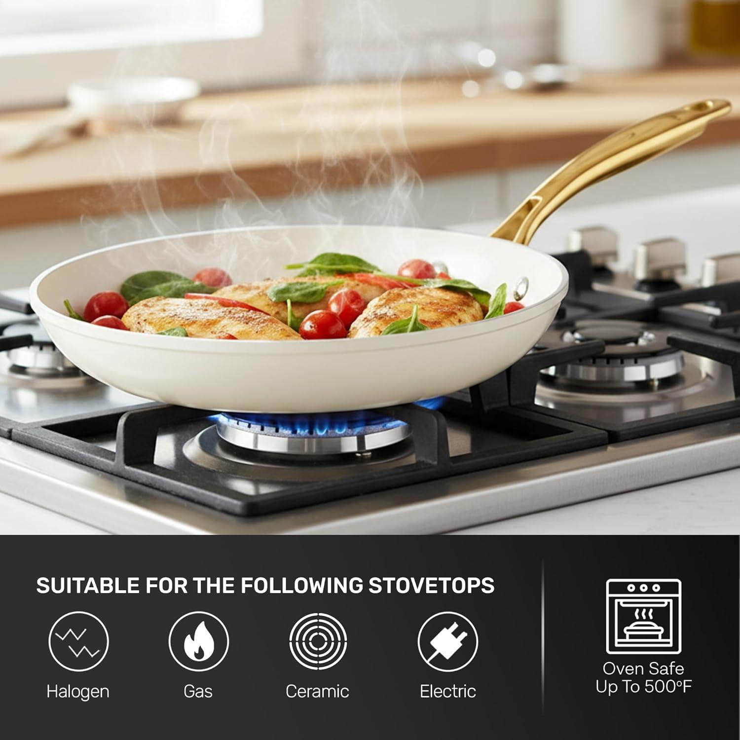 image:imageGotham Steel 10 Piece Pots and Pans Set with Ultra Nonstick Diamond Surface Includes Frying Pans Stock Pots Saucepans amp More Stay Cool Handles Oven Metal Utensil amp Dishwasher Safe 100 PFOA FreeCream Gold