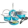 image:imageGotham Steel 10 Piece Pots and Pans Set with Ultra Nonstick Diamond Surface Includes Frying Pans Stock Pots Saucepans amp More Stay Cool Handles Oven Metal Utensil amp Dishwasher Safe 100 PFOA FreeAqua Blue