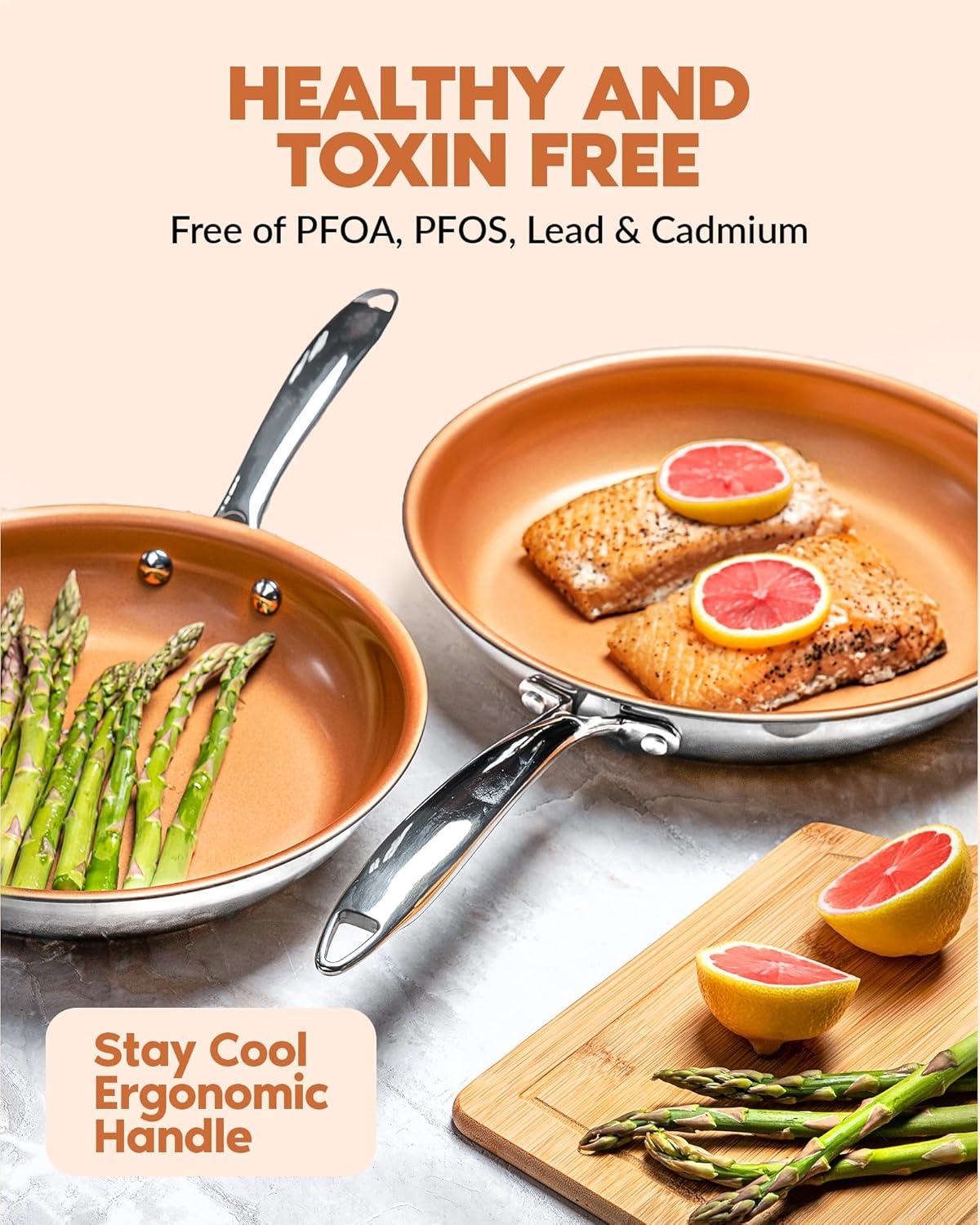 image:imageGotham Steel Stainless Steel 10 Nonstick Frying Pan Induction Base TriPly Stainless Steel Skillet Stainless Steel Pan Metal Frying Pan for Cooking Egg pan Non Toxic OvenDishwasher Safe
