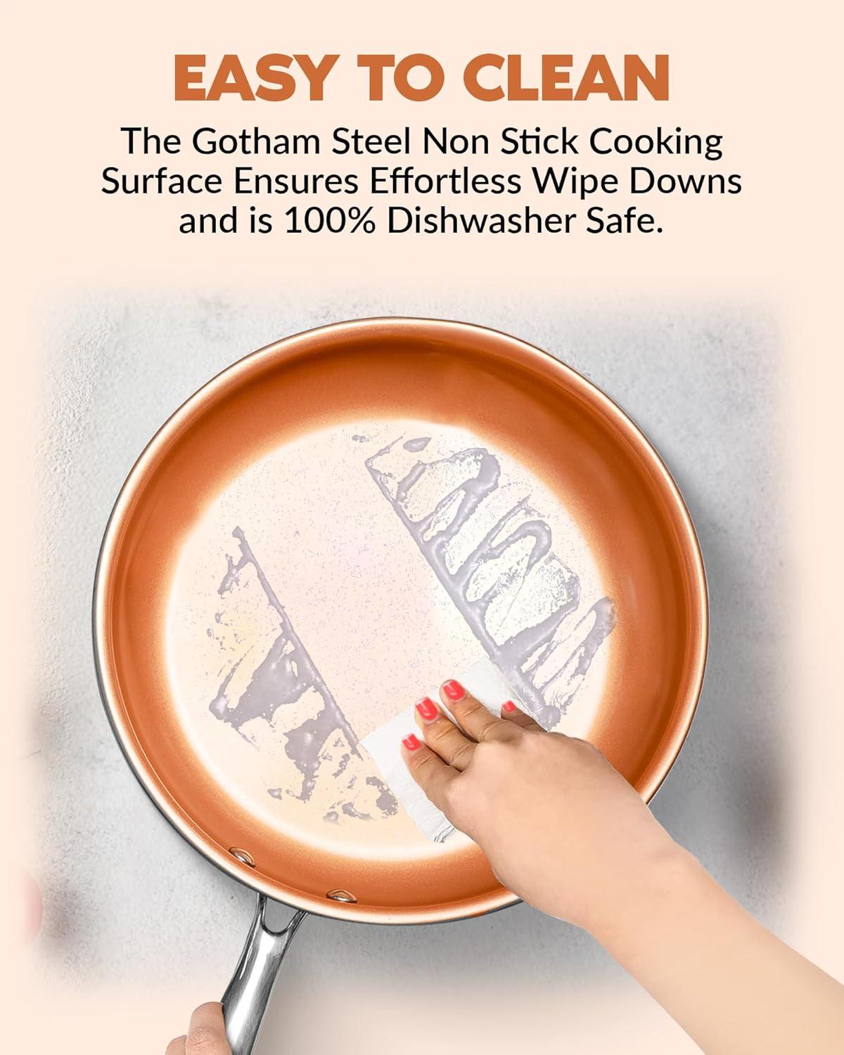 image:imageGotham Steel Stainless Steel 10 Nonstick Frying Pan Induction Base TriPly Stainless Steel Skillet Stainless Steel Pan Metal Frying Pan for Cooking Egg pan Non Toxic OvenDishwasher Safe