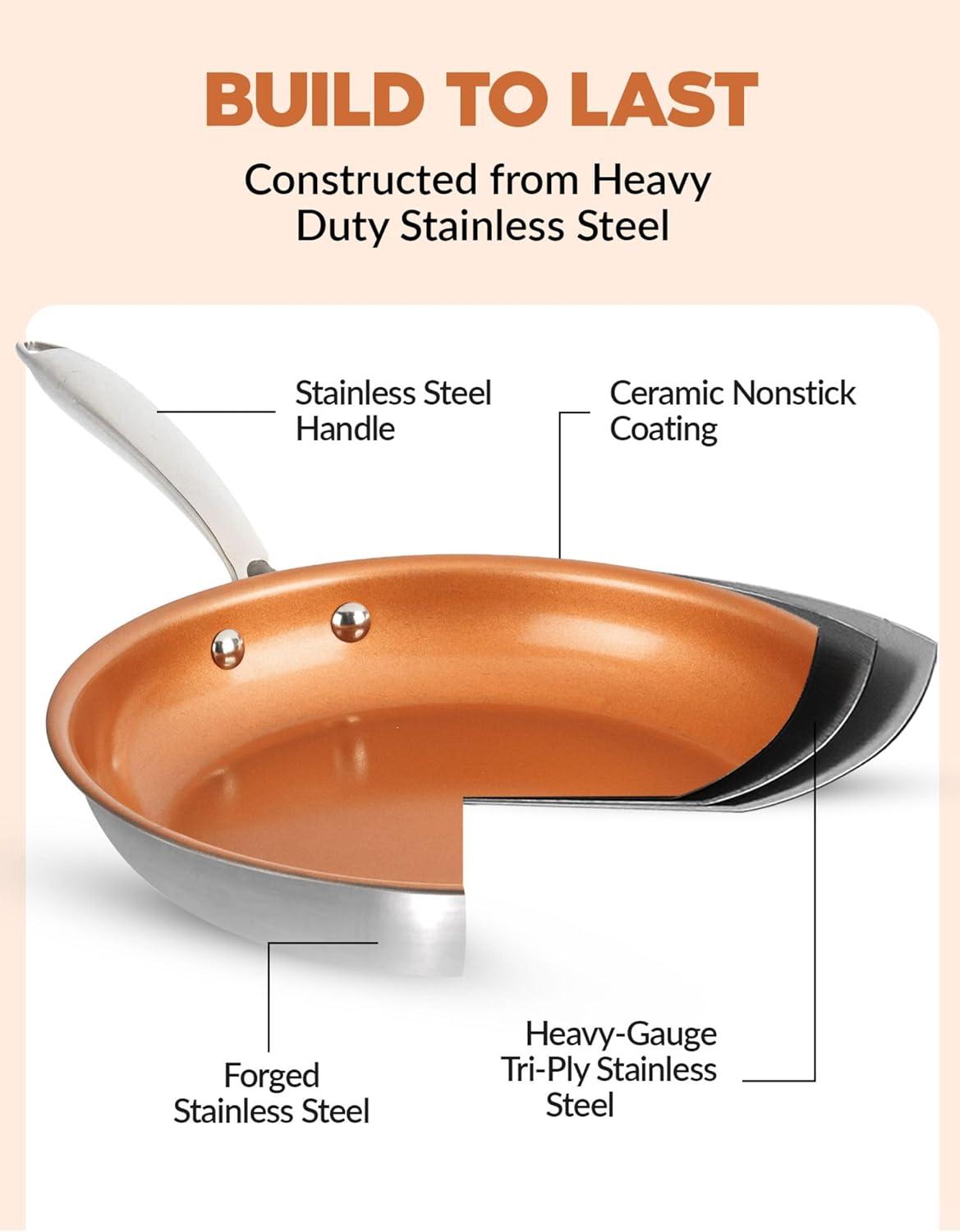 image:imageGotham Steel Stainless Steel 10 Nonstick Frying Pan Induction Base TriPly Stainless Steel Skillet Stainless Steel Pan Metal Frying Pan for Cooking Egg pan Non Toxic OvenDishwasher Safe