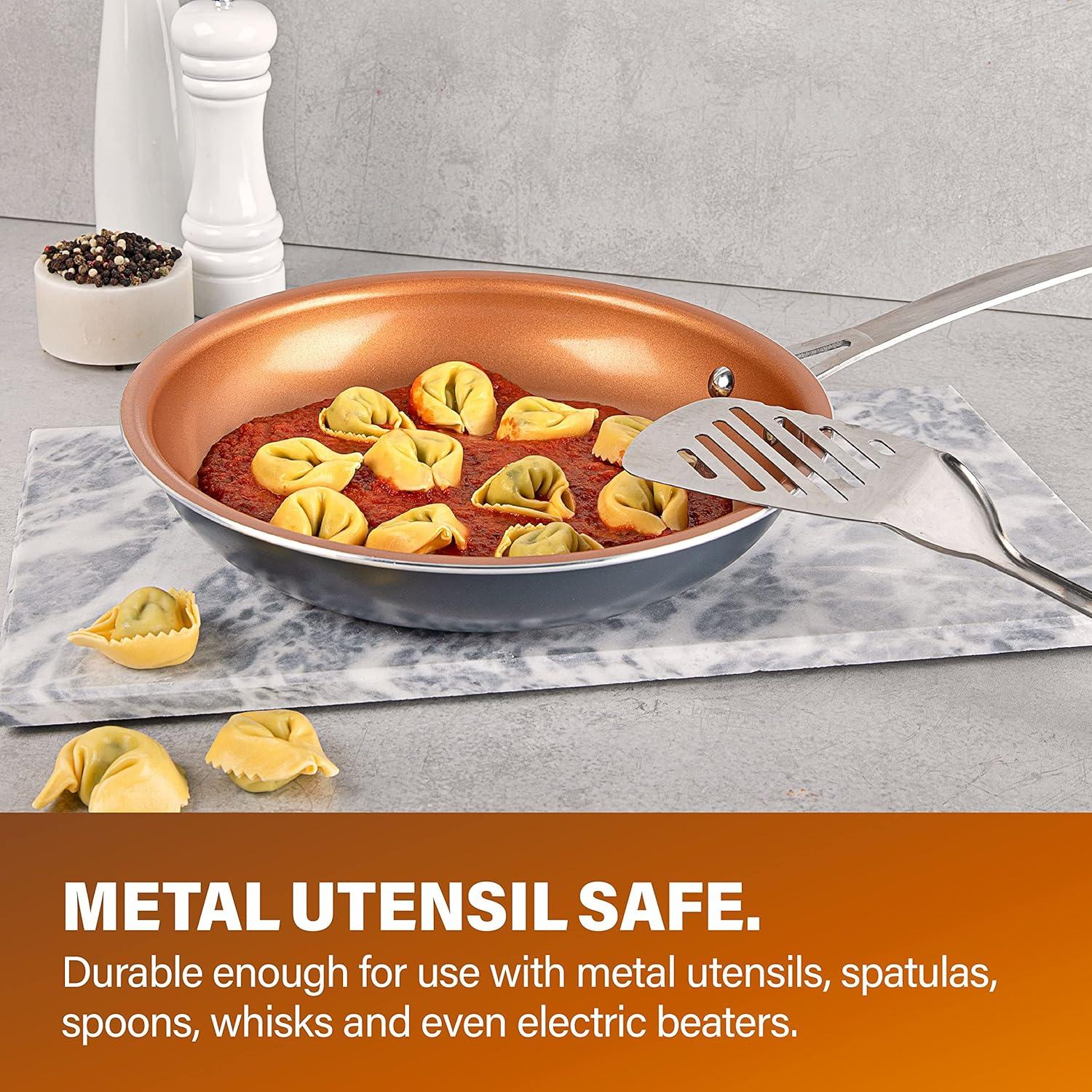 image:imageGOTHAM STEEL 5 Piece Kitchen Essentials Cookware Set with Ultra Nonstick Copper Surface Dishwasher Safe Cool Touch Handles Includes Fry Pans Stock Pot and Glass Lids OriginalGraphiteOriginal