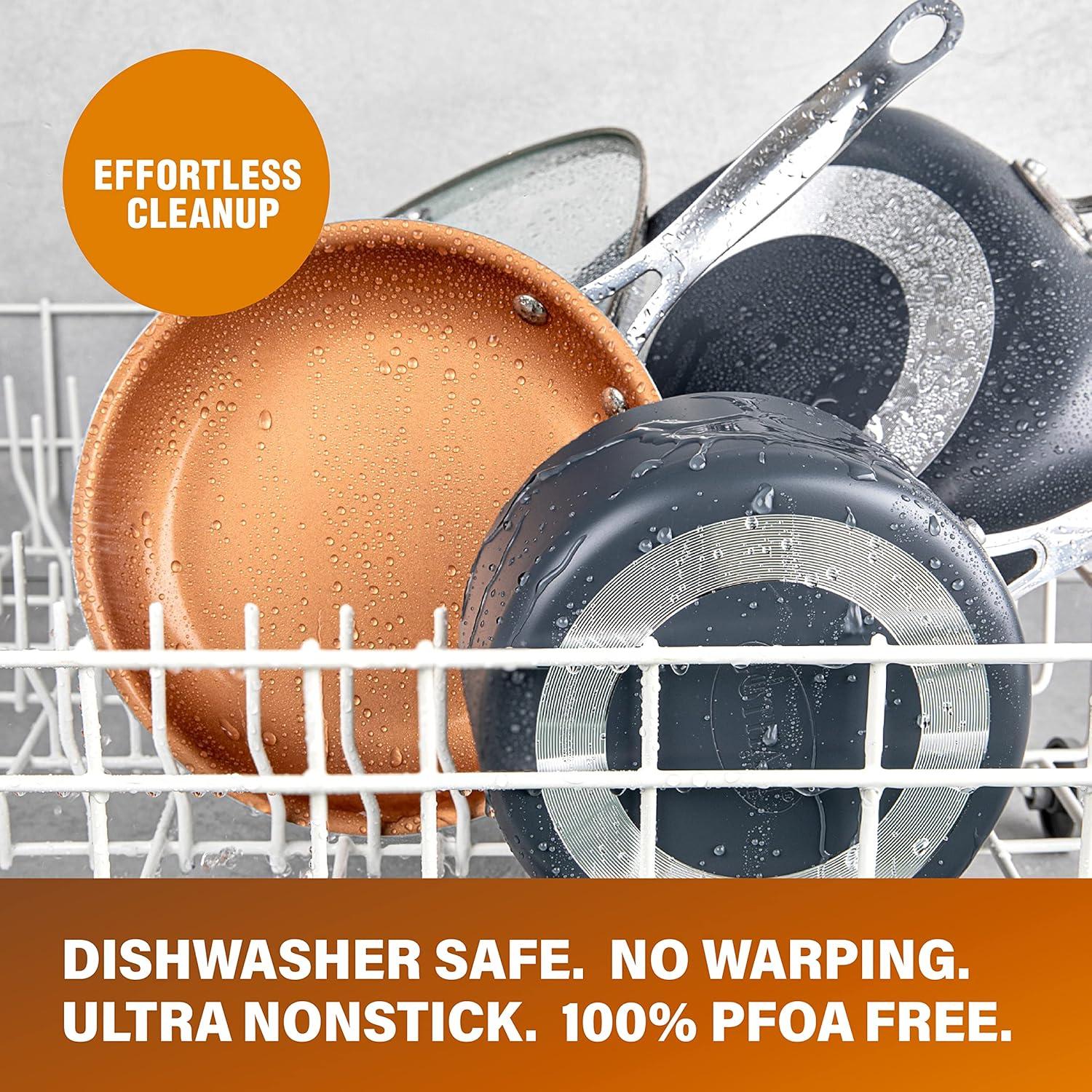 image:imageGOTHAM STEEL 5 Piece Kitchen Essentials Cookware Set with Ultra Nonstick Copper Surface Dishwasher Safe Cool Touch Handles Includes Fry Pans Stock Pot and Glass Lids OriginalGraphiteOriginal